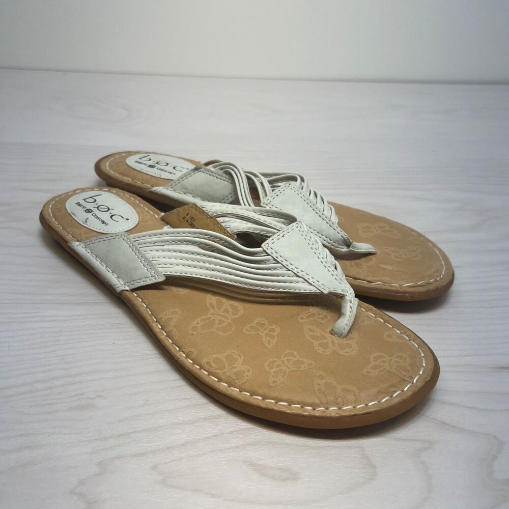 B.O.C. BORN CONCEPTS 9 40.5 M WOMEN'S WHITE SLIP-ON FLIP FLOP SANDAL‎